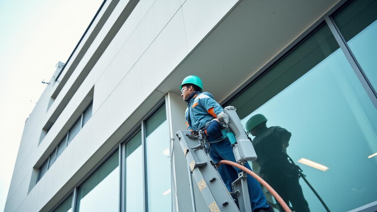 Professionelle Reinigung einer modernen Glasfassade in Wien